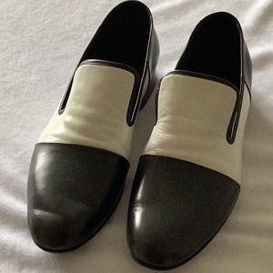 Two Tone Black & White Leather Celine Loafer’s